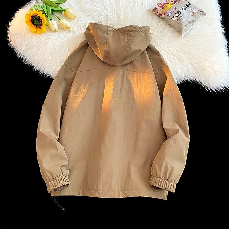 Trendy Solid Color Windbreaker for Camping and Mountaineering
