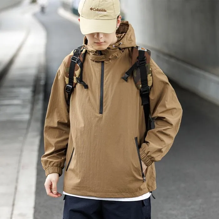 Trendy Solid Color Windbreaker for Camping and Mountaineering