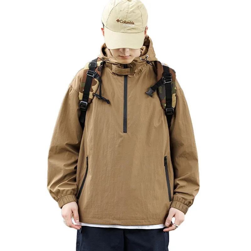 Trendy Solid Color Windbreaker for Camping and Mountaineering