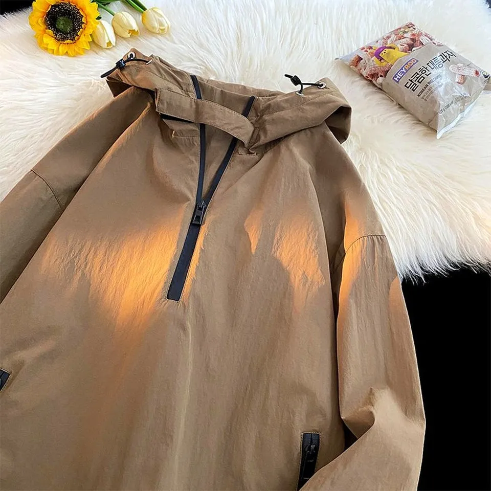 Trendy Solid Color Windbreaker for Camping and Mountaineering