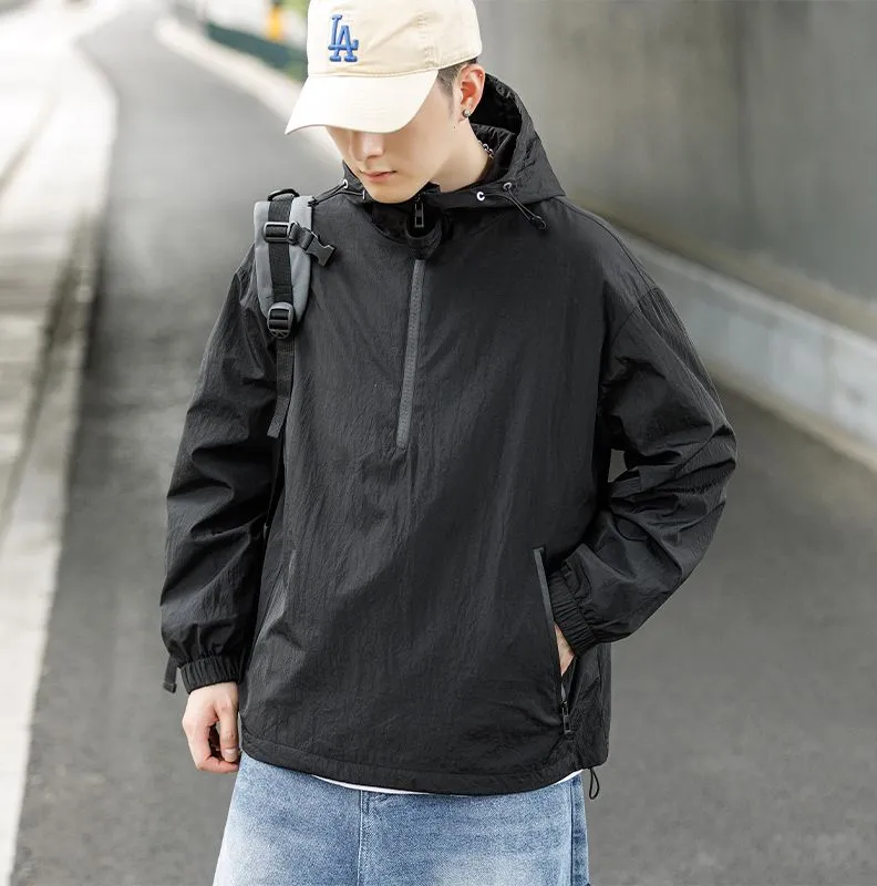 Trendy Solid Color Windbreaker for Camping and Mountaineering