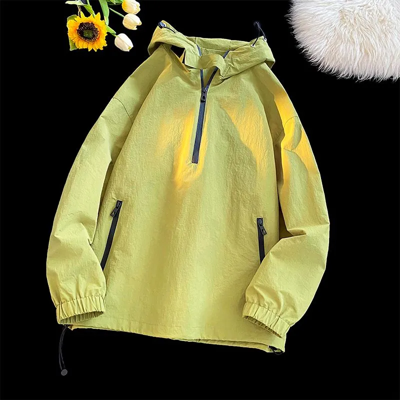 Trendy Solid Color Windbreaker for Camping and Mountaineering