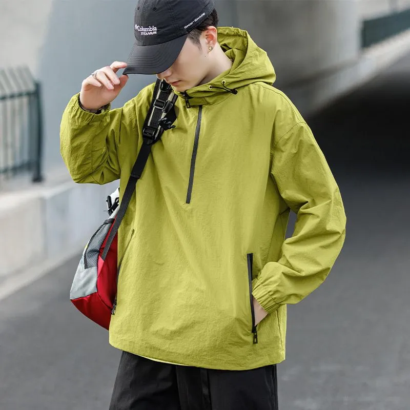 Trendy Solid Color Windbreaker for Camping and Mountaineering