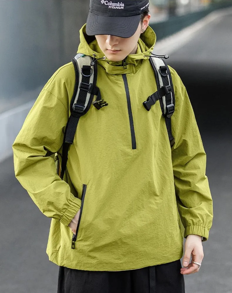 Trendy Solid Color Windbreaker for Camping and Mountaineering