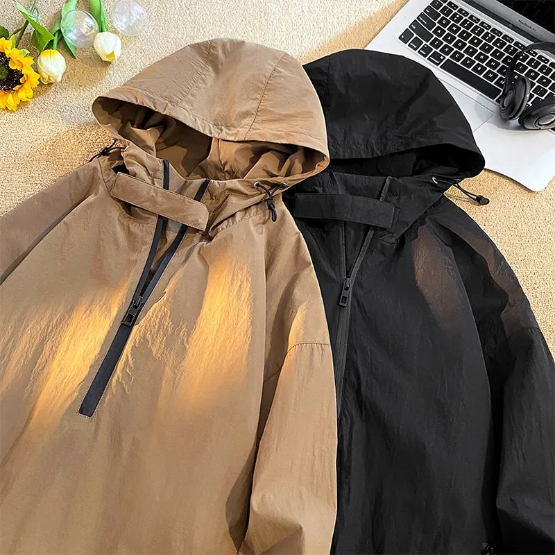 Trendy Solid Color Windbreaker for Camping and Mountaineering
