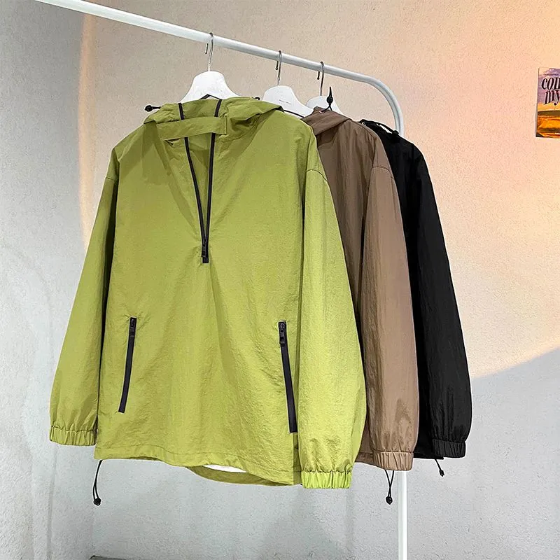 Trendy Solid Color Windbreaker for Camping and Mountaineering