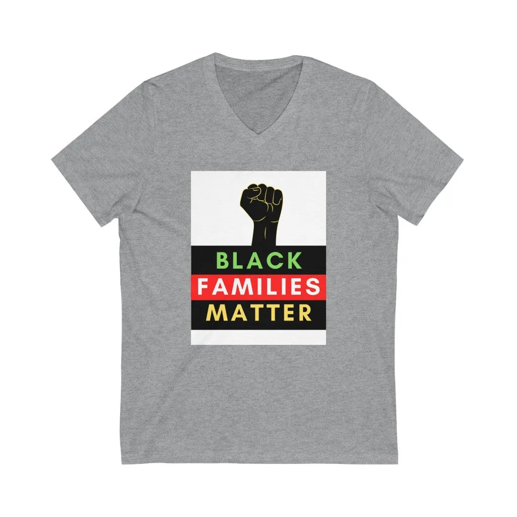 Unisex Jersey Short Sleeve V-Neck Tee (Black Love Rocks Original Design - Black Families)