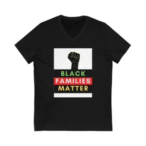 Unisex Jersey Short Sleeve V-Neck Tee (Black Love Rocks Original Design - Black Families)