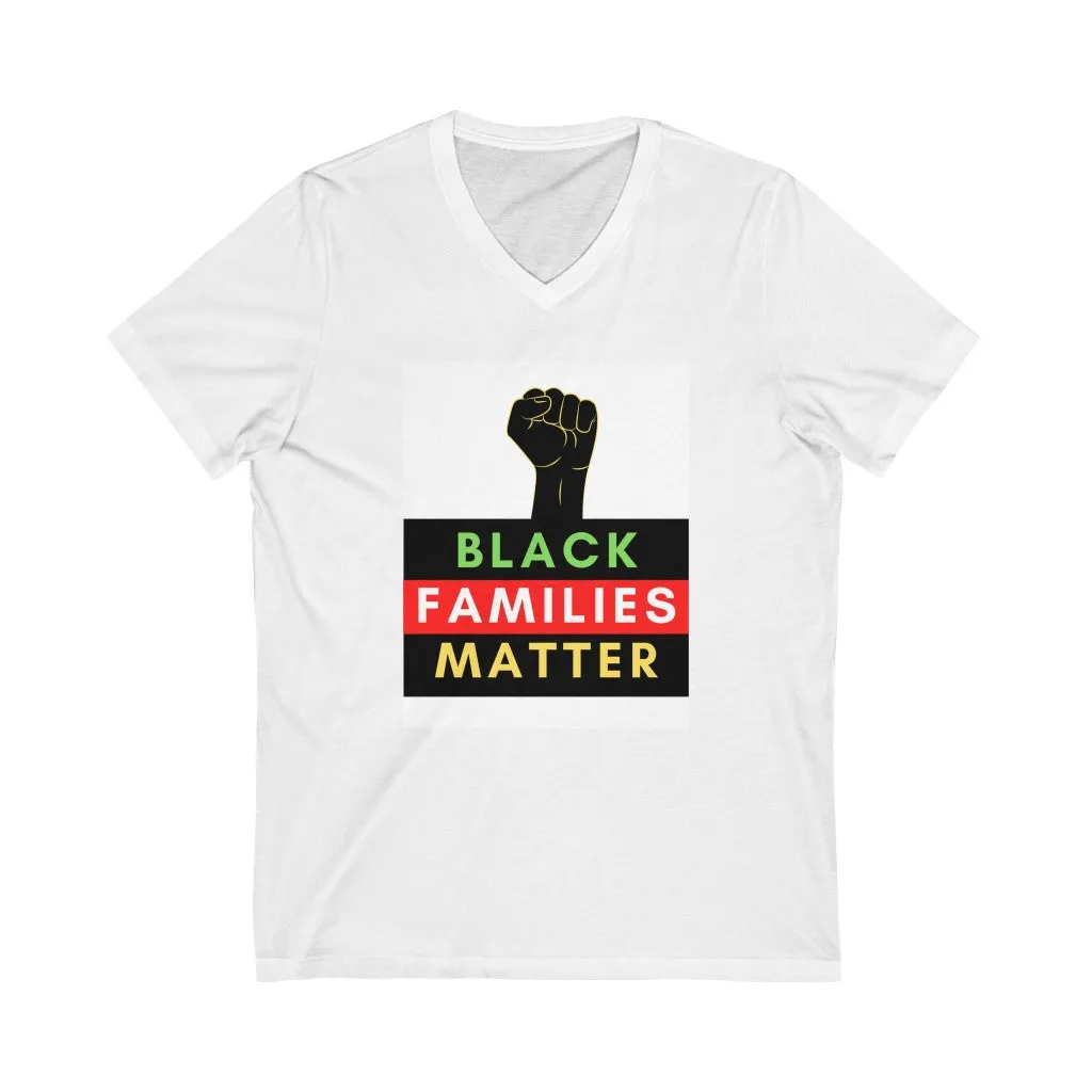 Unisex Jersey Short Sleeve V-Neck Tee (Black Love Rocks Original Design - Black Families)