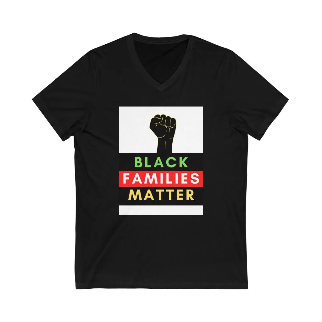 Unisex Jersey Short Sleeve V-Neck Tee (Black Love Rocks Original Design - Black Families)