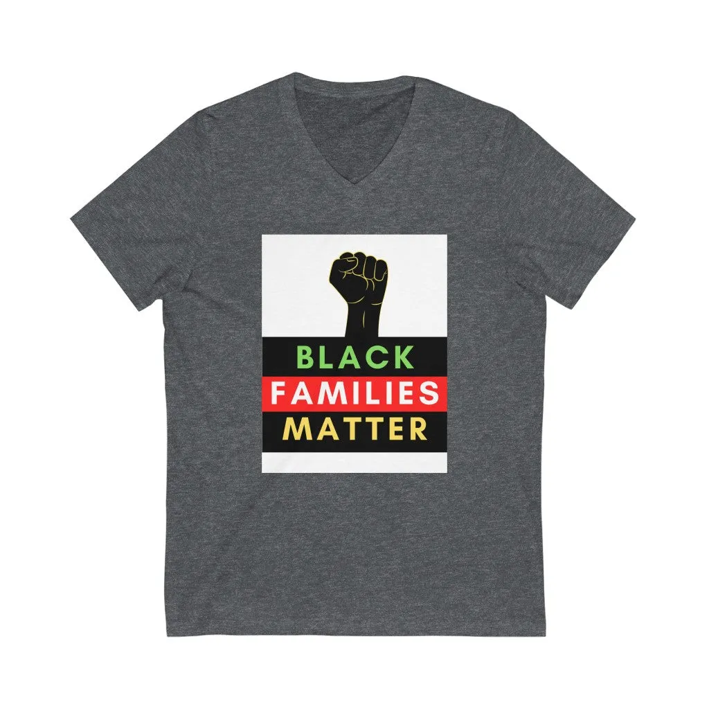 Unisex Jersey Short Sleeve V-Neck Tee (Black Love Rocks Original Design - Black Families)