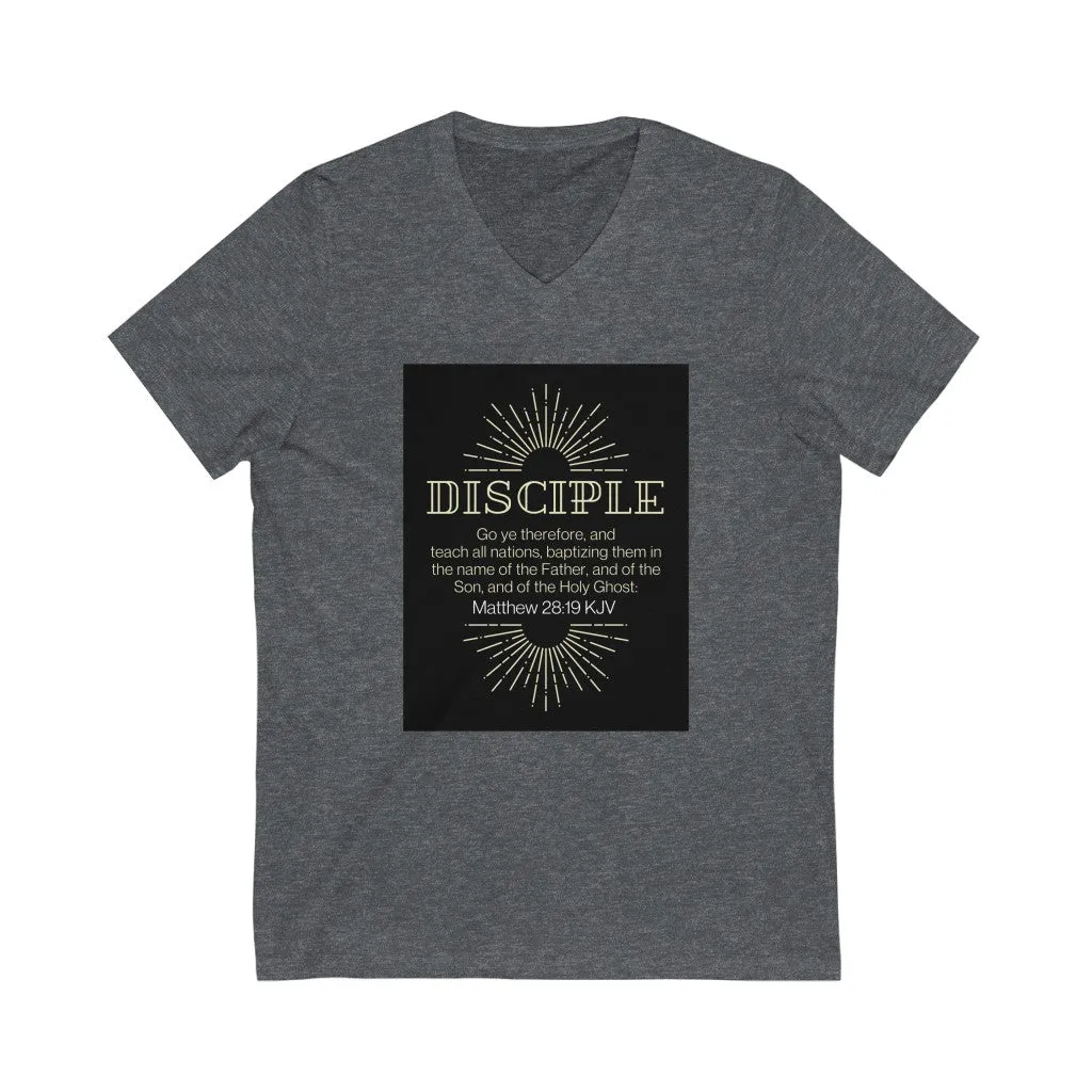 Unisex Jersey Short Sleeve V-Neck Tee (Black Love Rocks Original Design - Disciple)