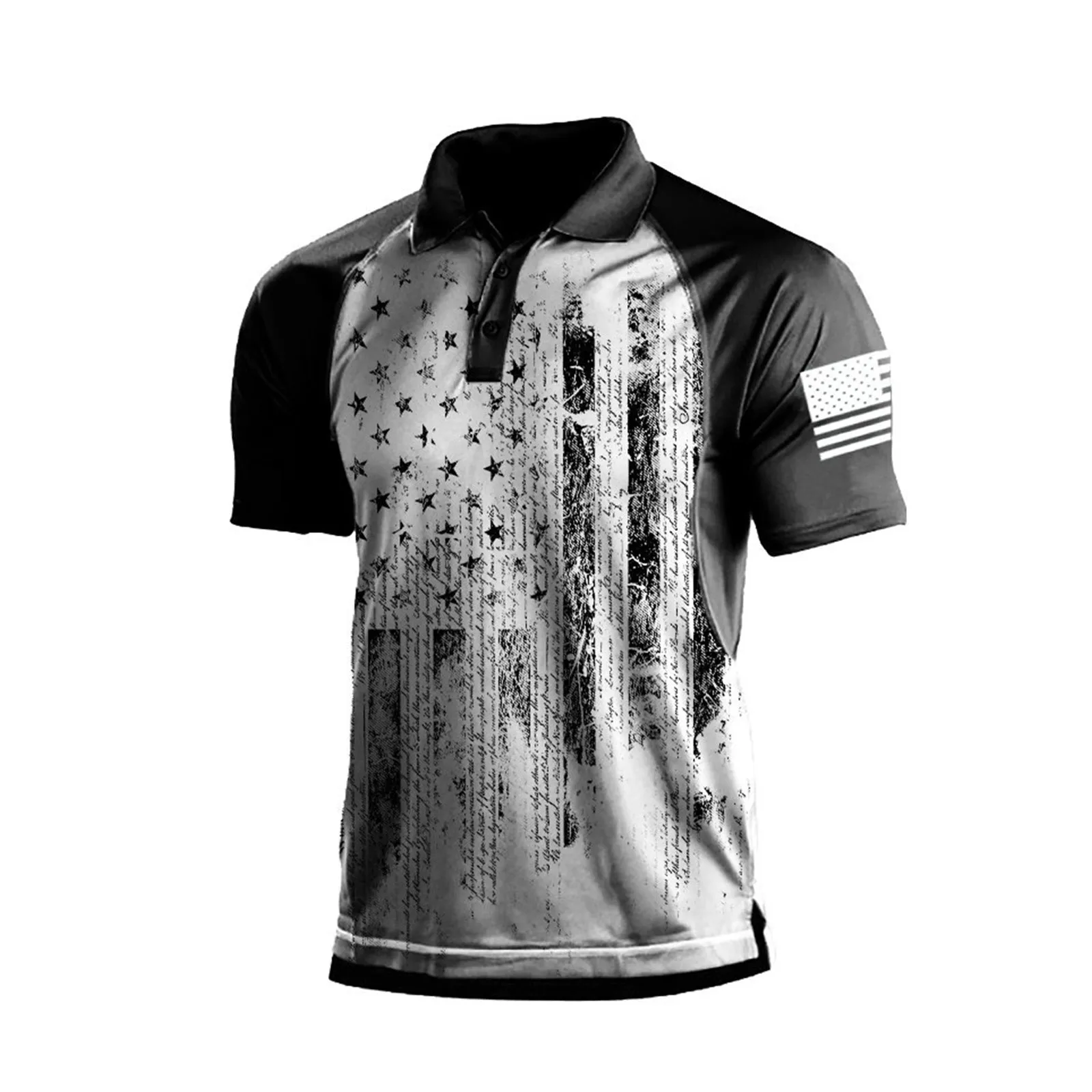 USA FLAG RAGLAN PRINTED POLO SHIRT