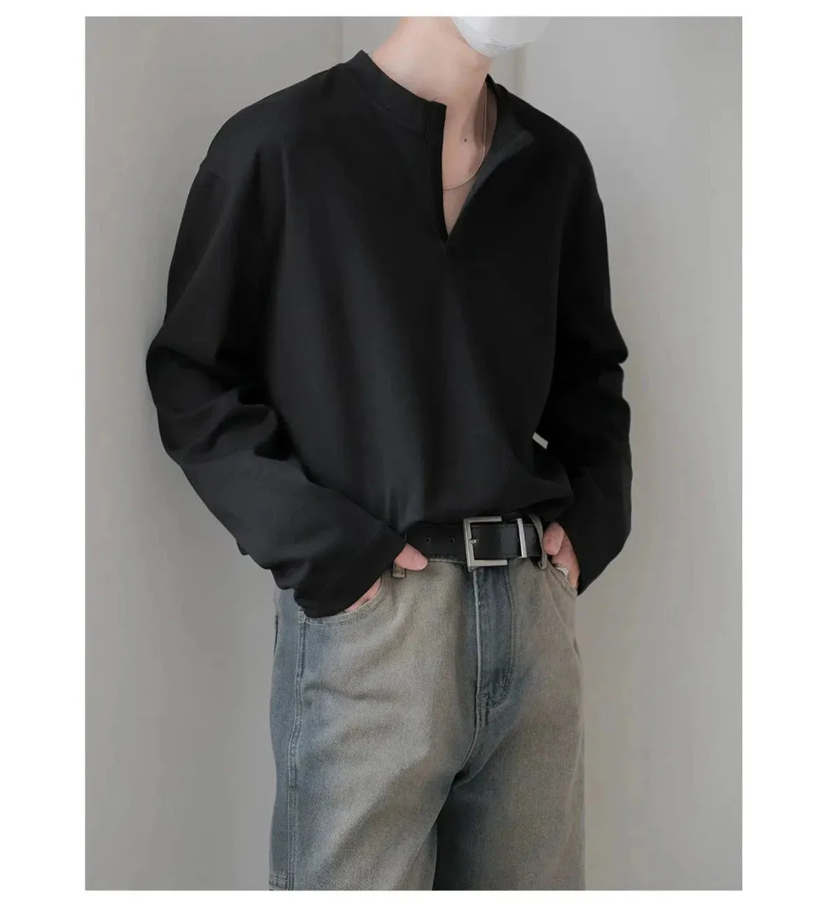 V-neck Collar Minimalist Pullover
