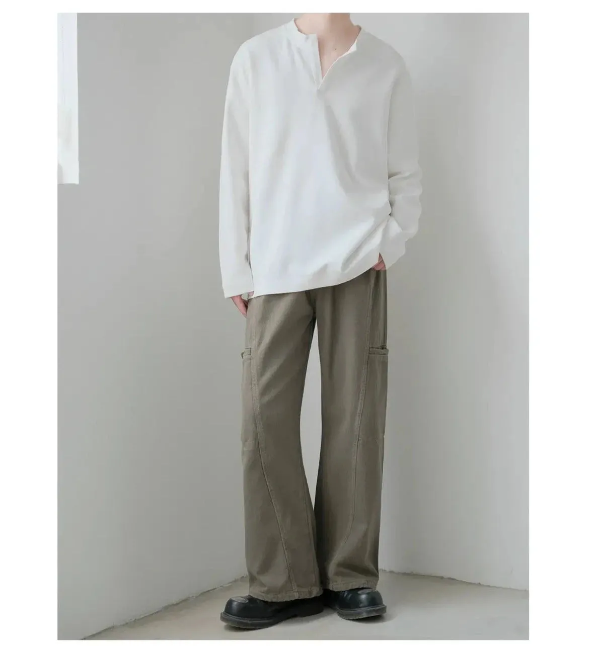 V-neck Collar Minimalist Pullover