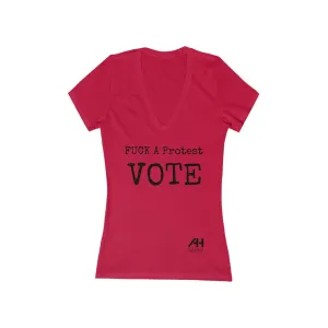 V-neck FUCK A Protest Women's Jersey Short Sleeve Deep V-Neck Tee