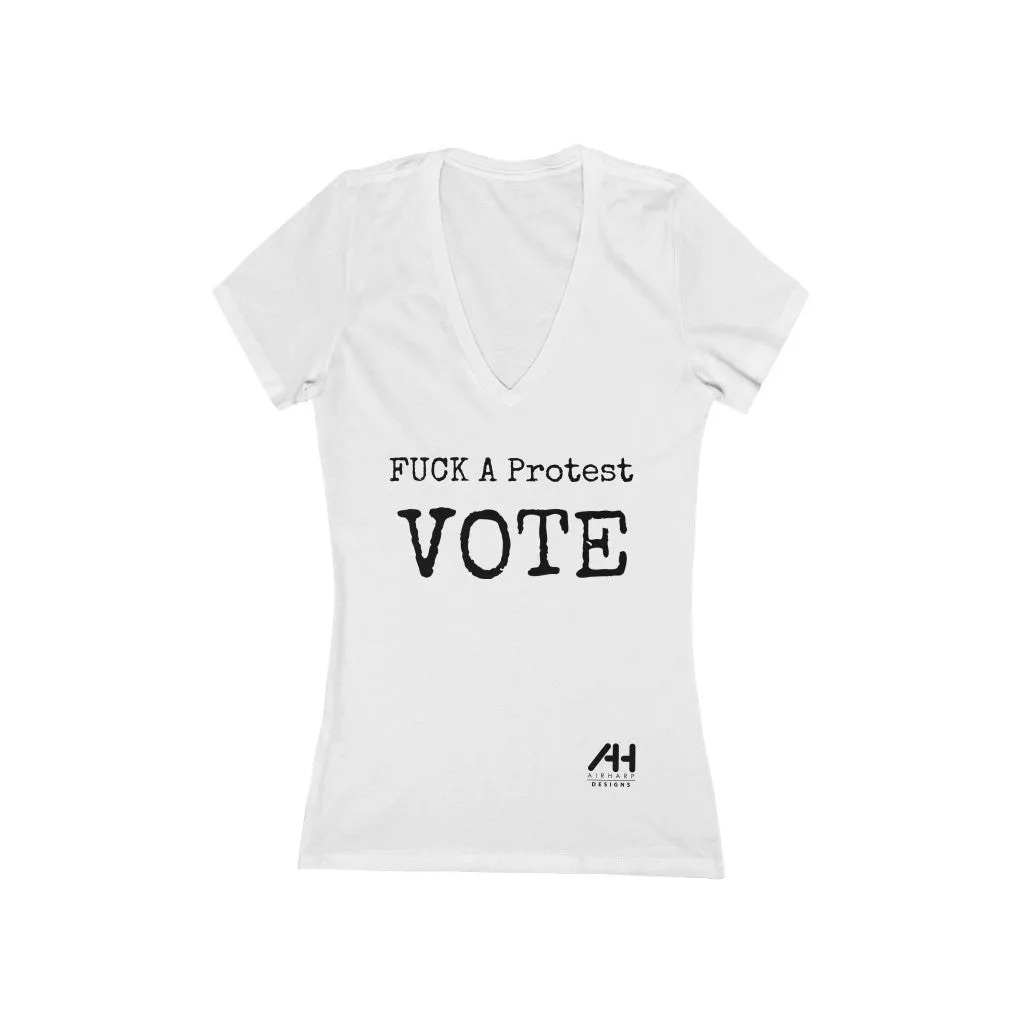 V-neck FUCK A Protest Women's Jersey Short Sleeve Deep V-Neck Tee