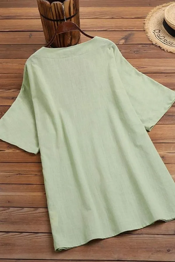V Neck Half Sleeve Cotton T-shirt