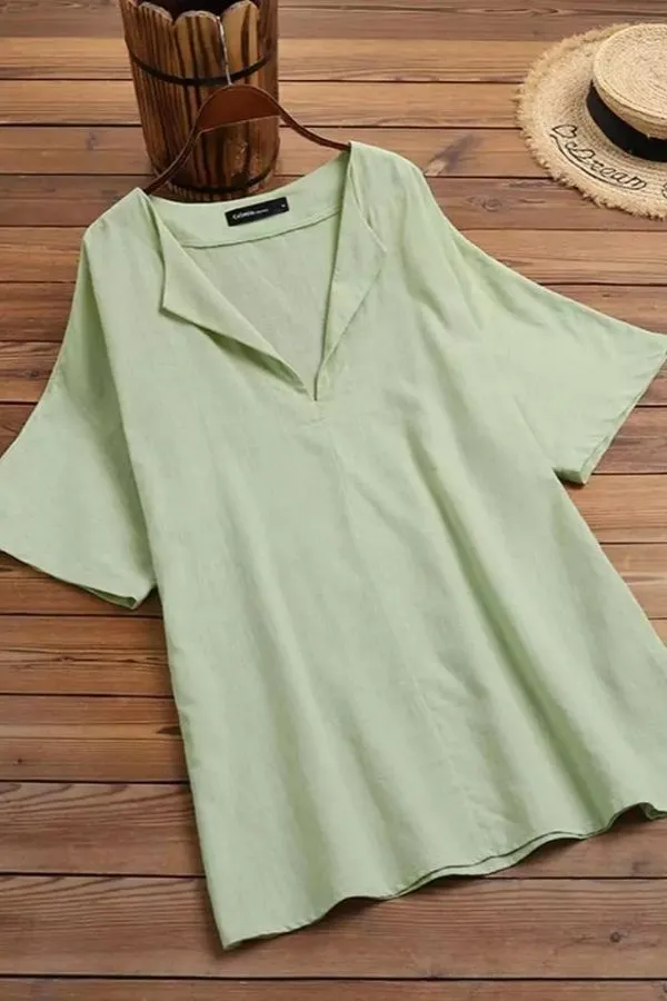V Neck Half Sleeve Cotton T-shirt