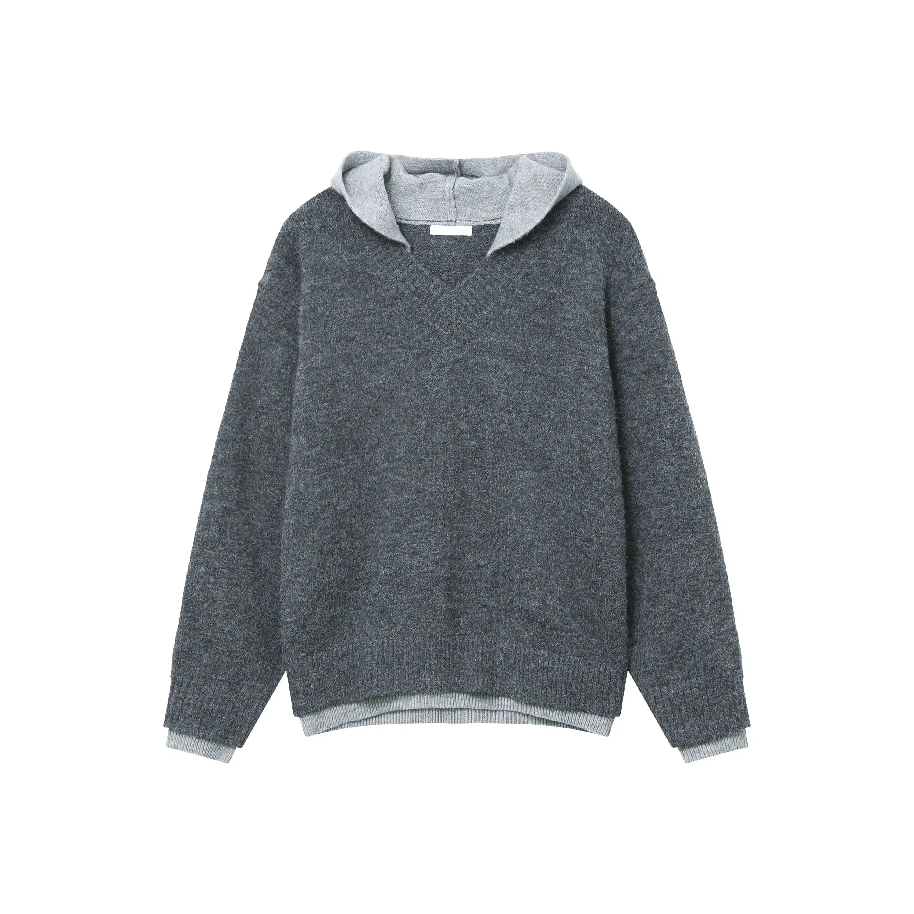V-Neck Hooded Two-piece Pullover