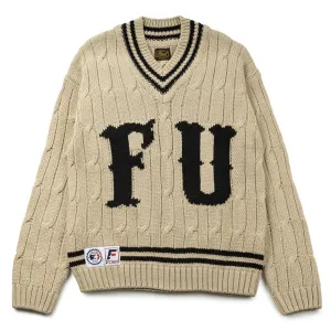 V Neck Letterman | Sand