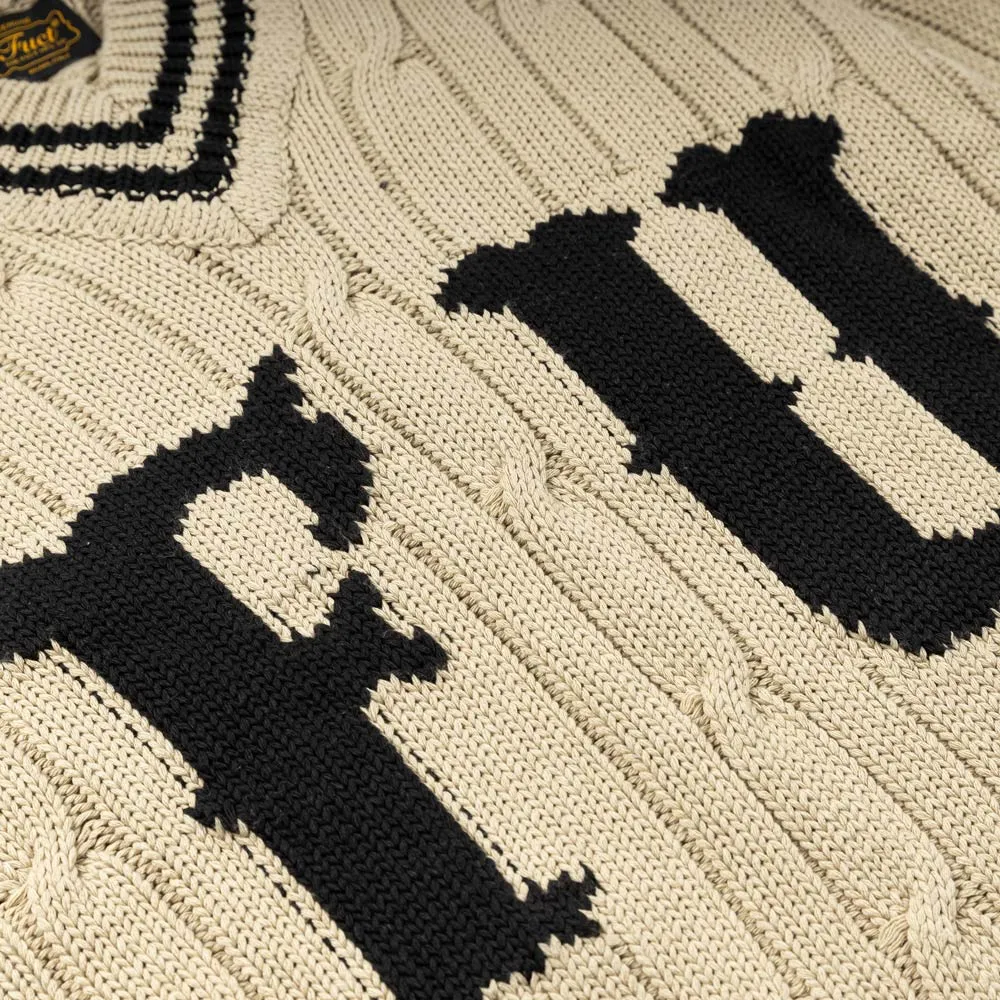 V Neck Letterman | Sand