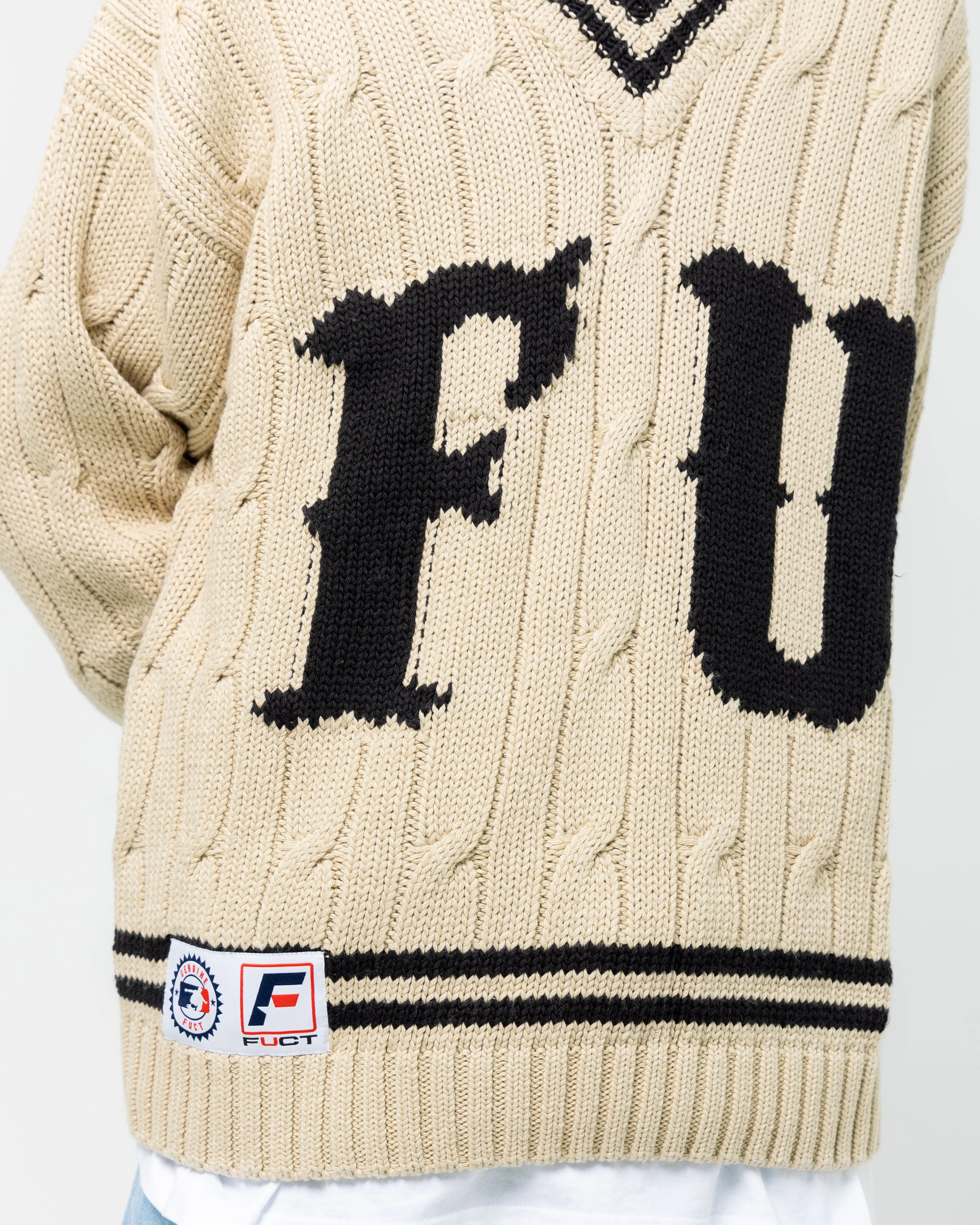 V Neck Letterman | Sand