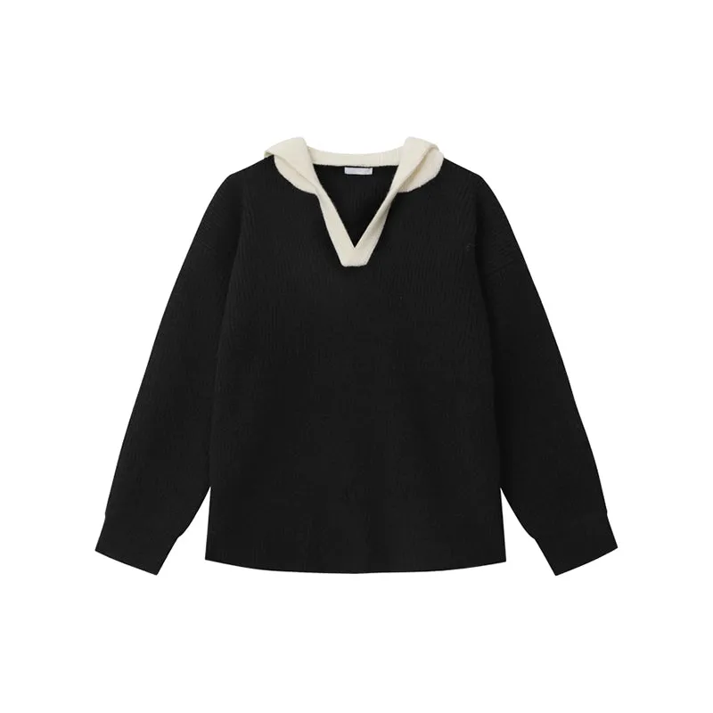 V-neck Ribbed Knit Sweater
