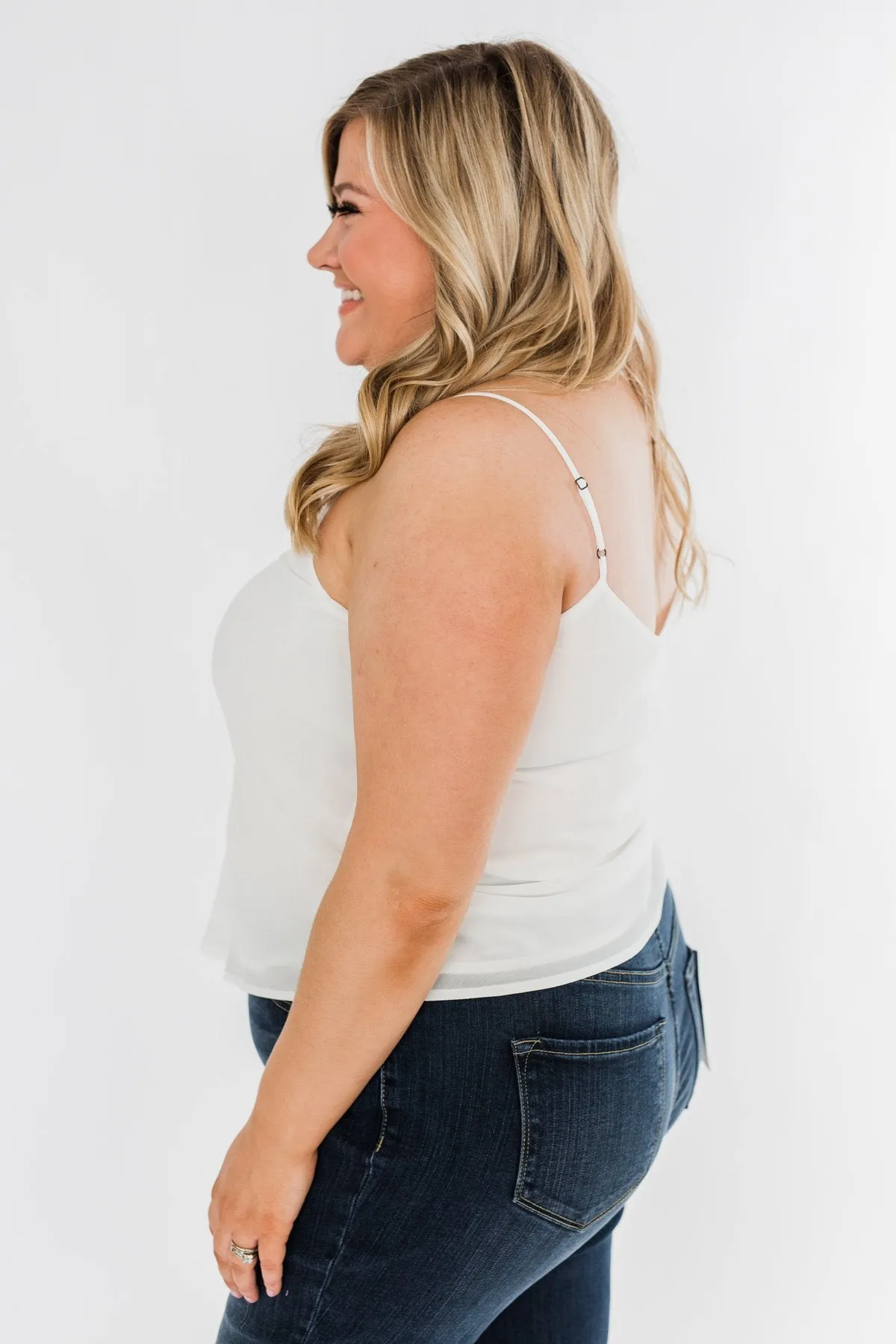 V-Neck Shift Tank Top- Off White
