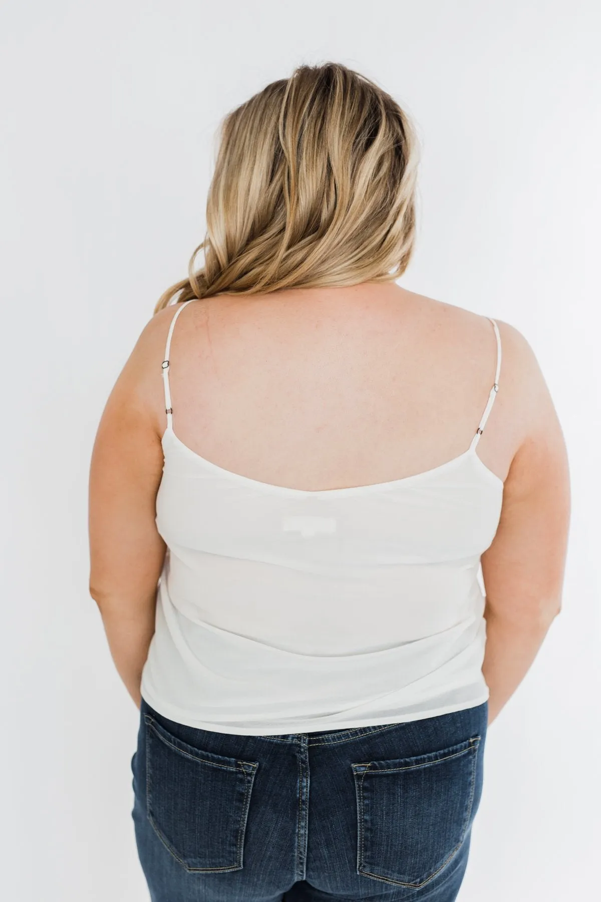 V-Neck Shift Tank Top- Off White