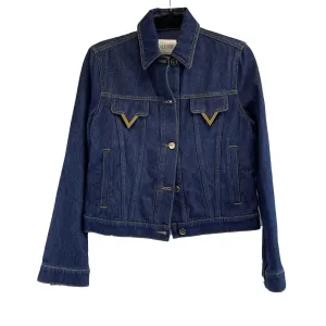 Valentino Pristine V Metal Logo Denim Blue Jacket XS Denim 36 US 0