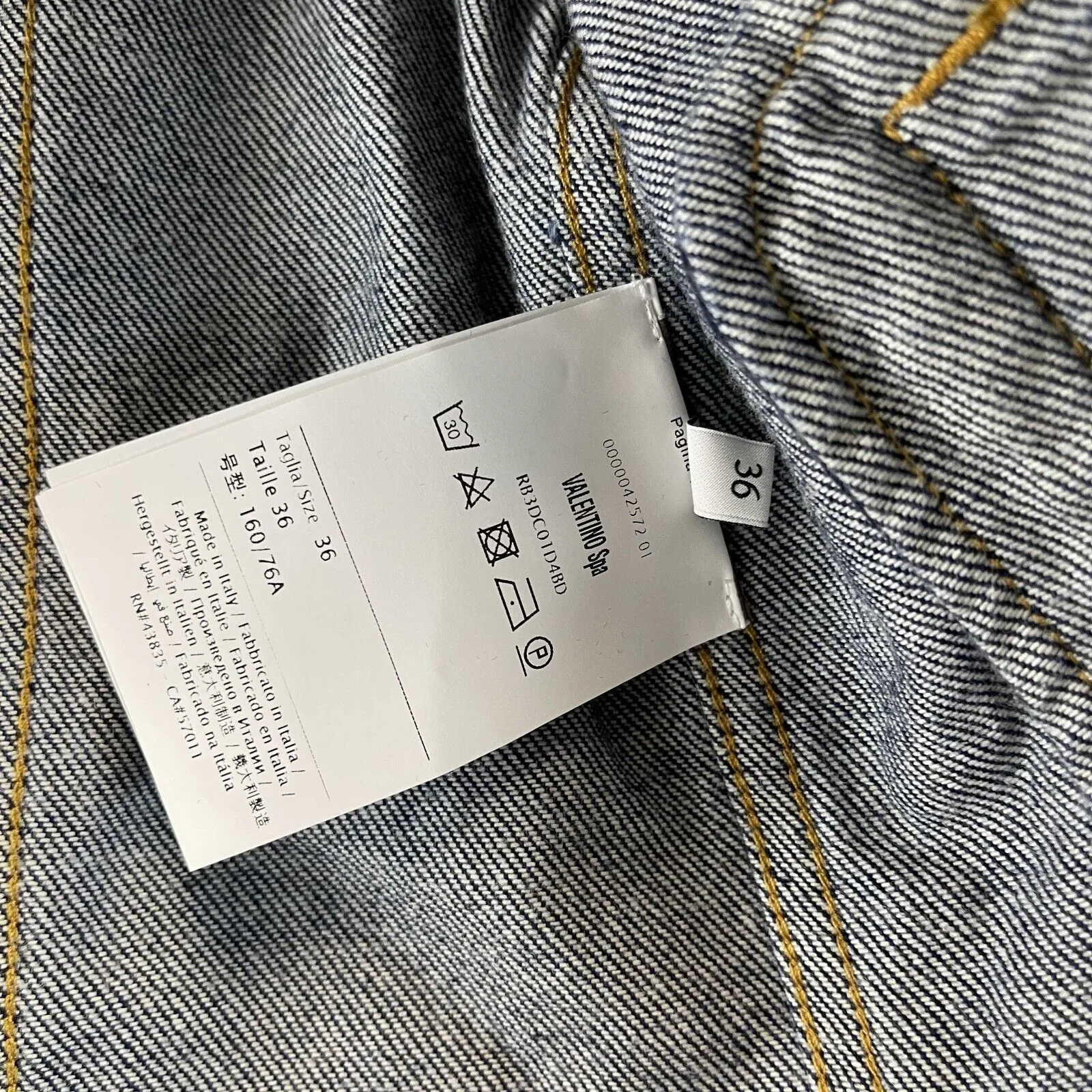 Valentino Pristine V Metal Logo Denim Blue Jacket XS Denim 36 US 0