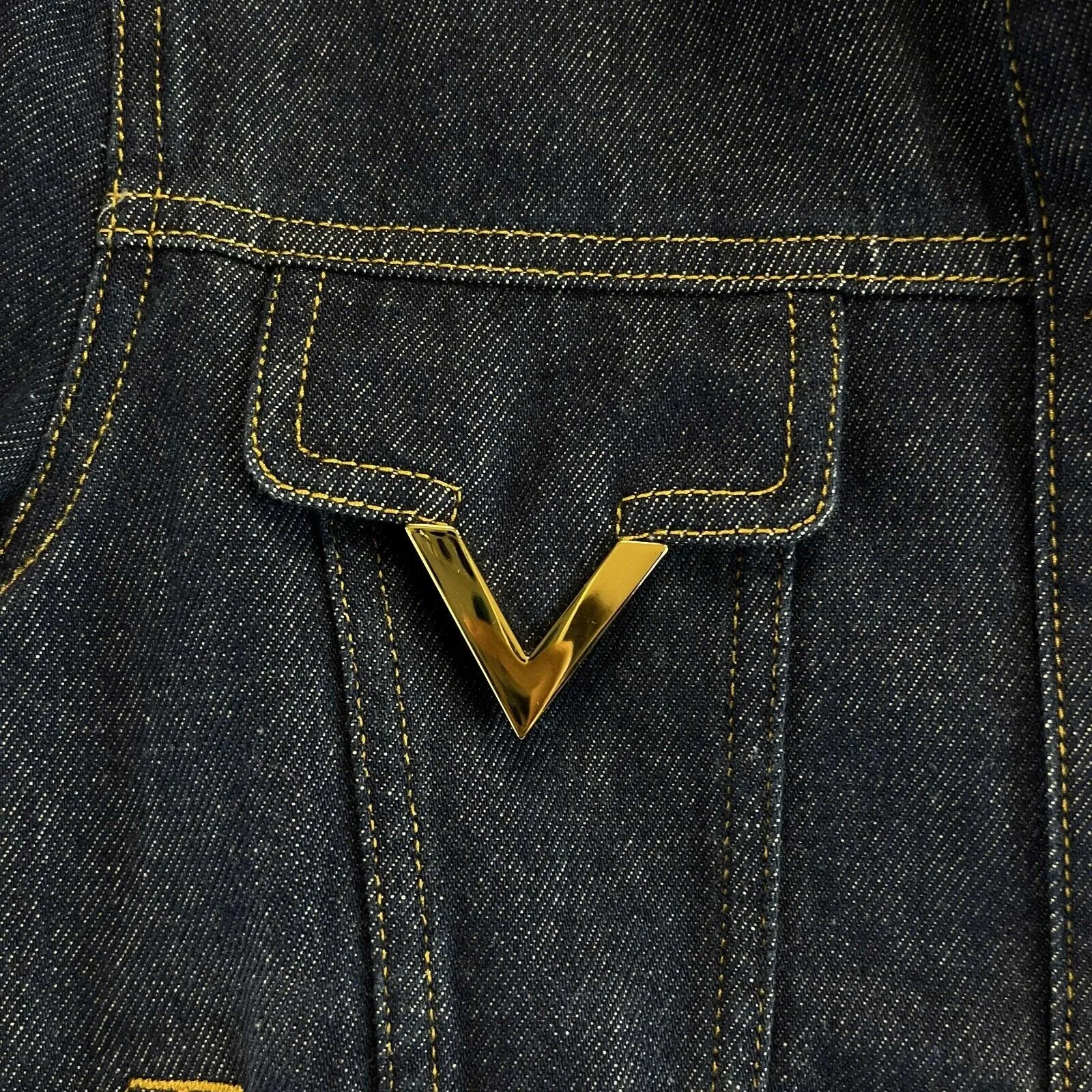 Valentino Pristine V Metal Logo Denim Blue Jacket XS Denim 36 US 0