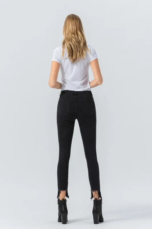 Vervet Mid Rise Distressed Black Skinny