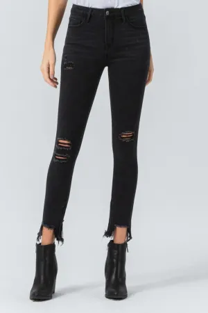 Vervet Mid Rise Distressed Black Skinny
