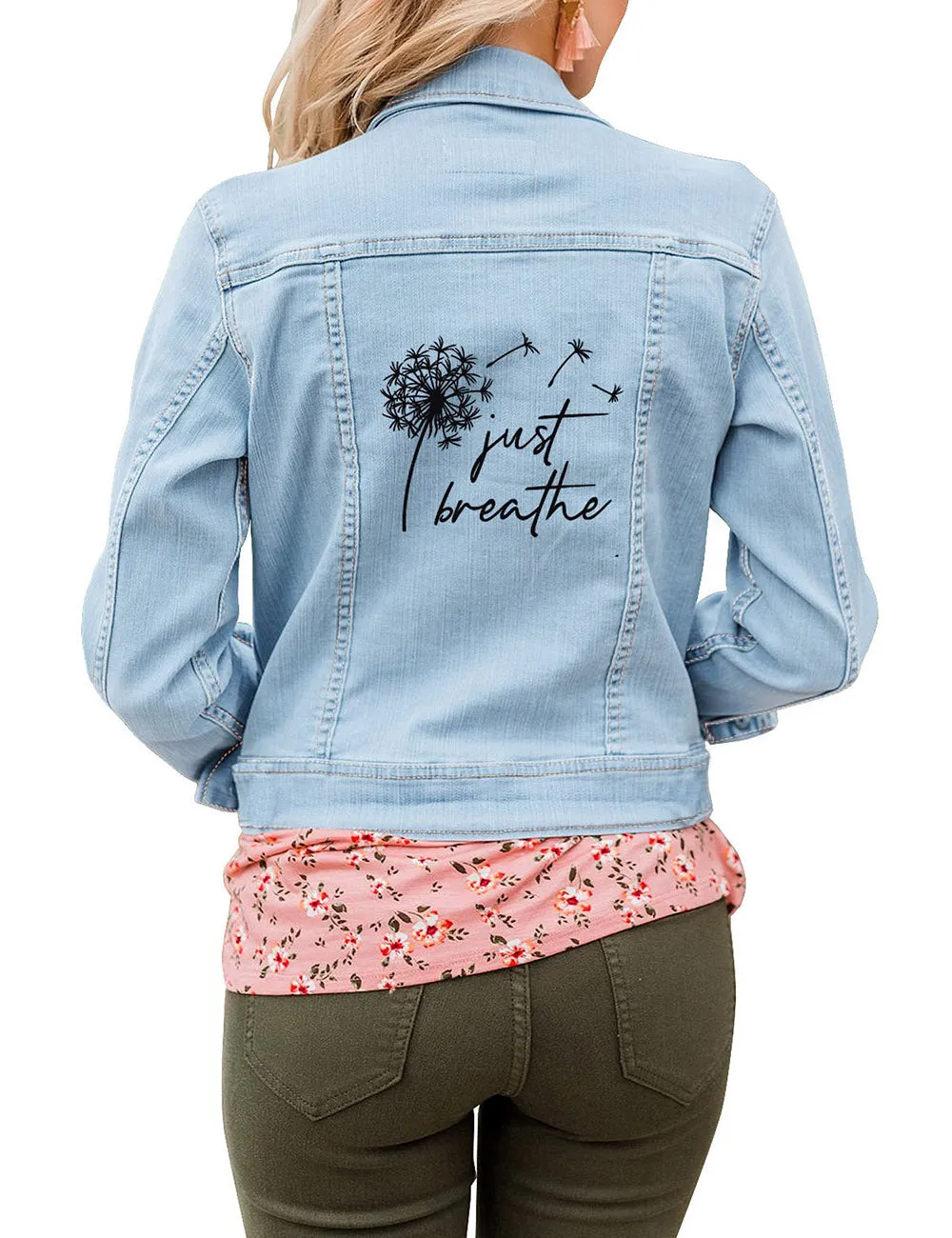 Vetinee Womens Stretch Button Down Long Sleeve Pockets Denim Jean Trucker Jacket