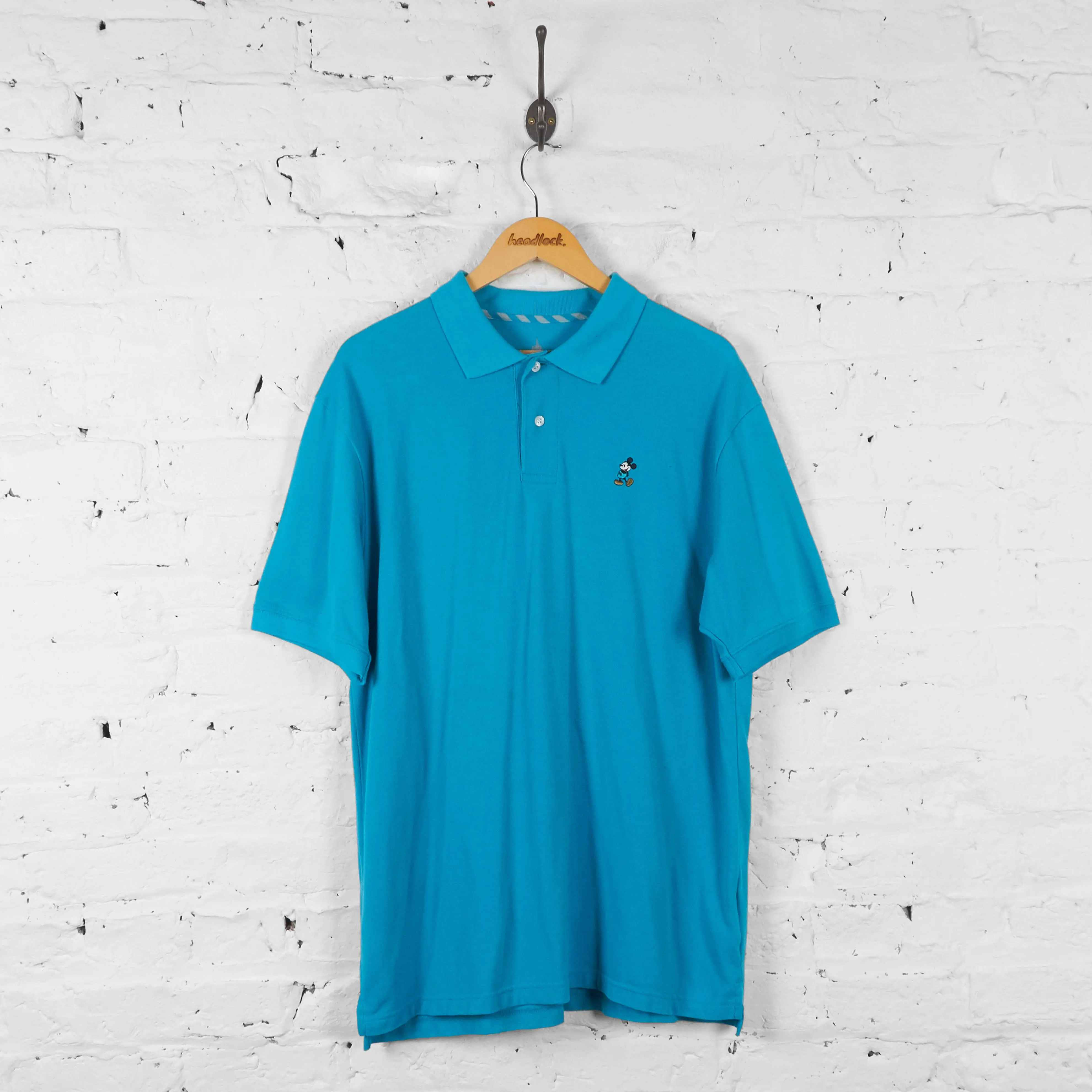 Vintage Mickey Mouse Polo Shirt - Blue - XL