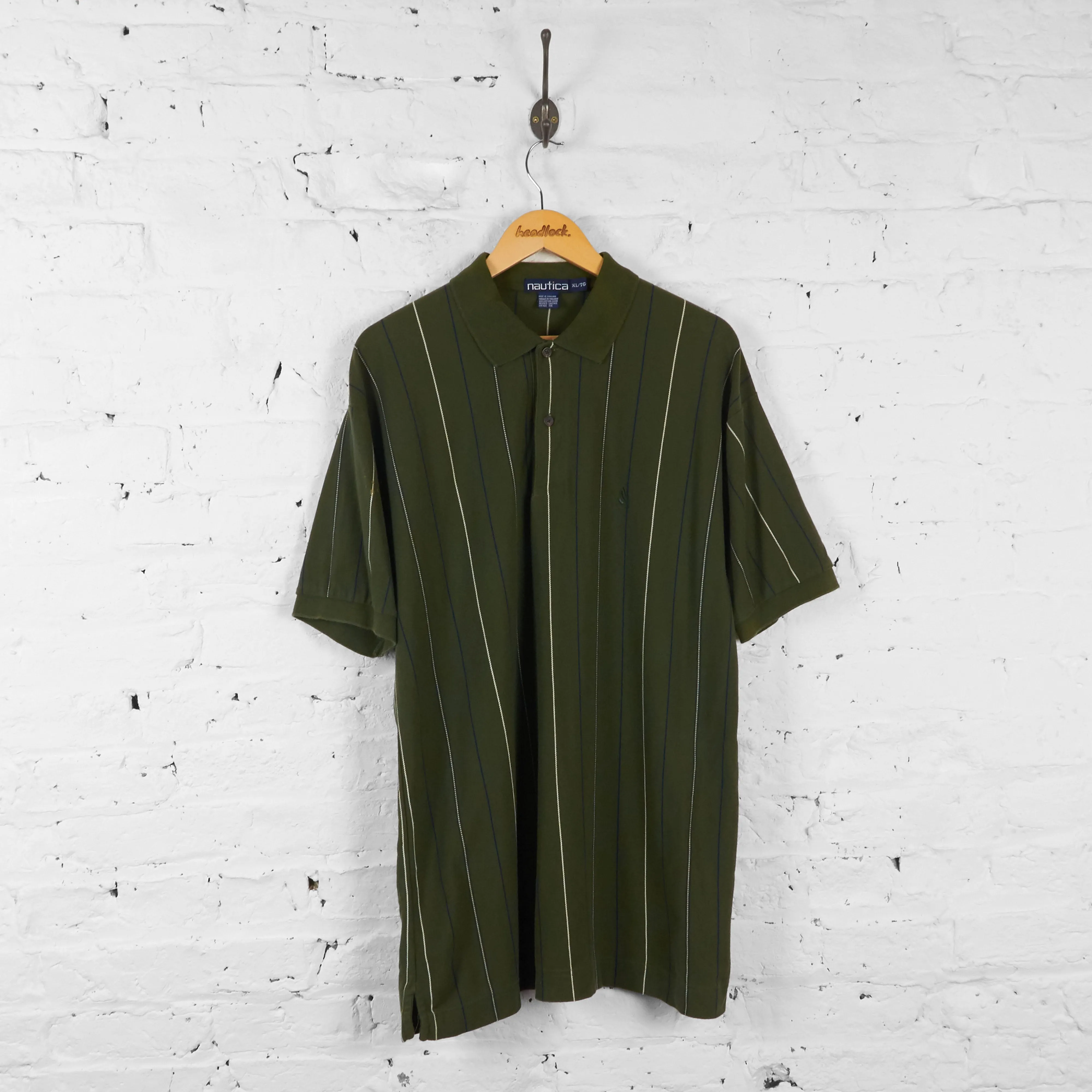 Vintage Nautica Striped Shirt - Green - XL