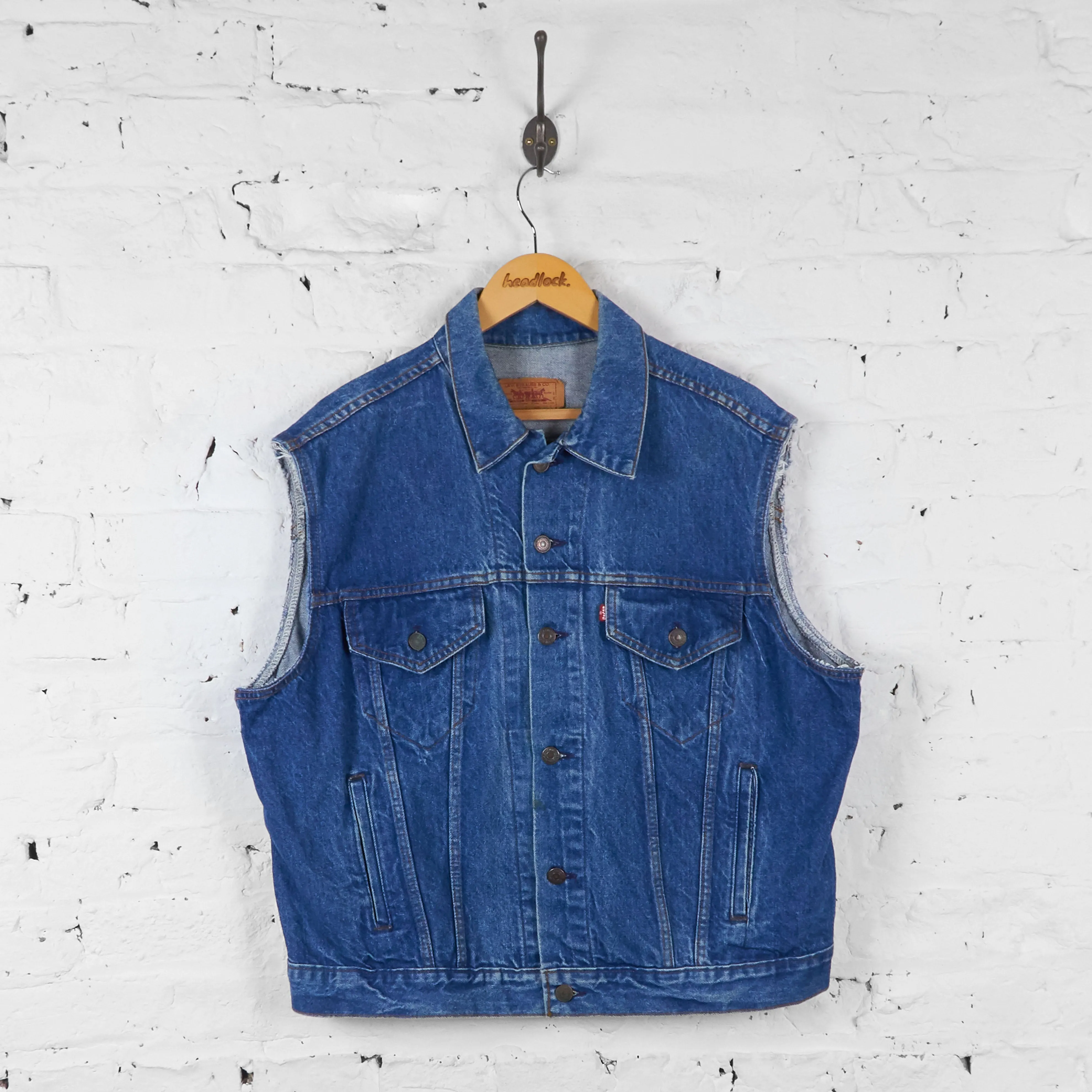 Vintage Sleeveless Levi's Denim Jacket - Blue - XL