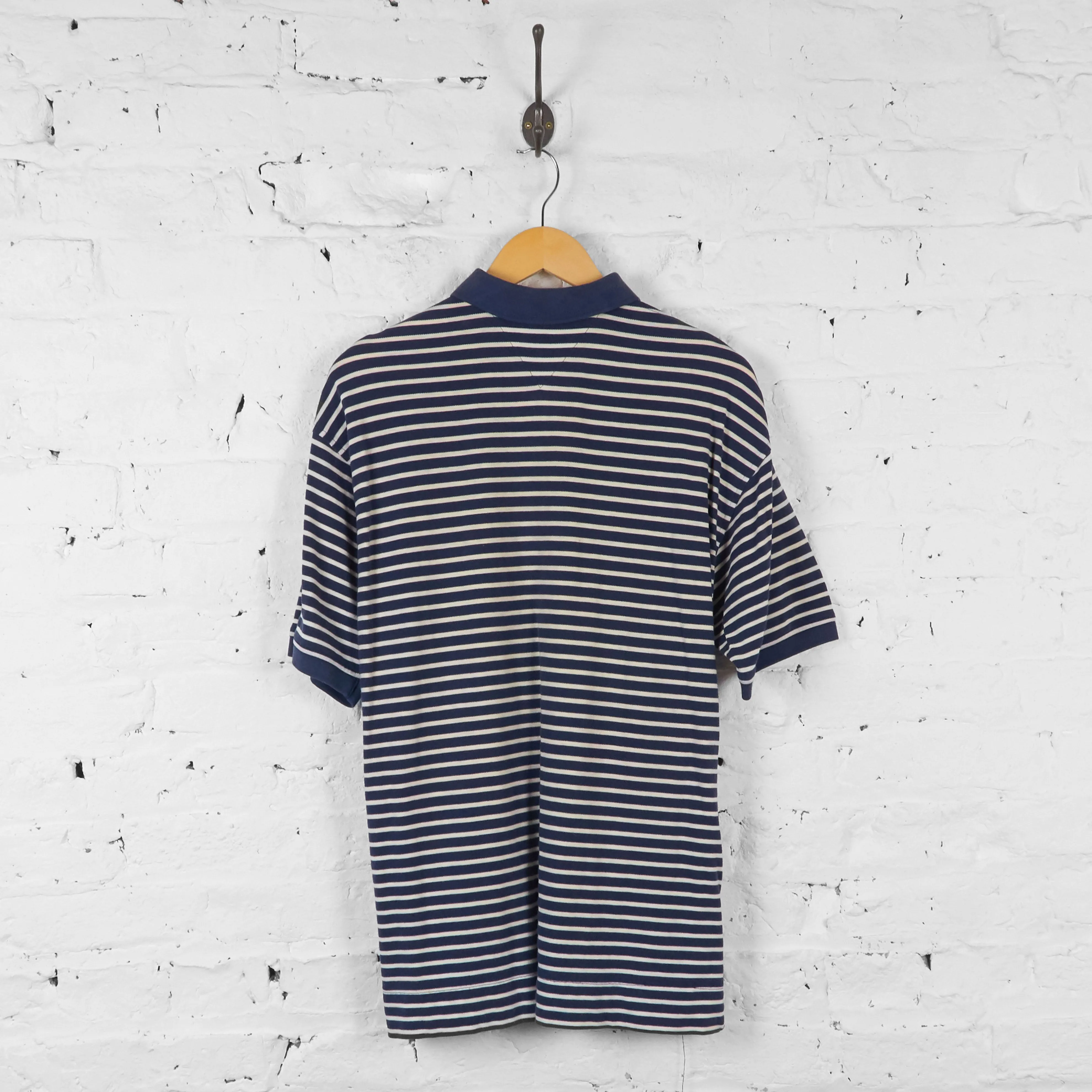 Vintage Striped Tommy Hilfiger Polo Shirt - Navy/White - M