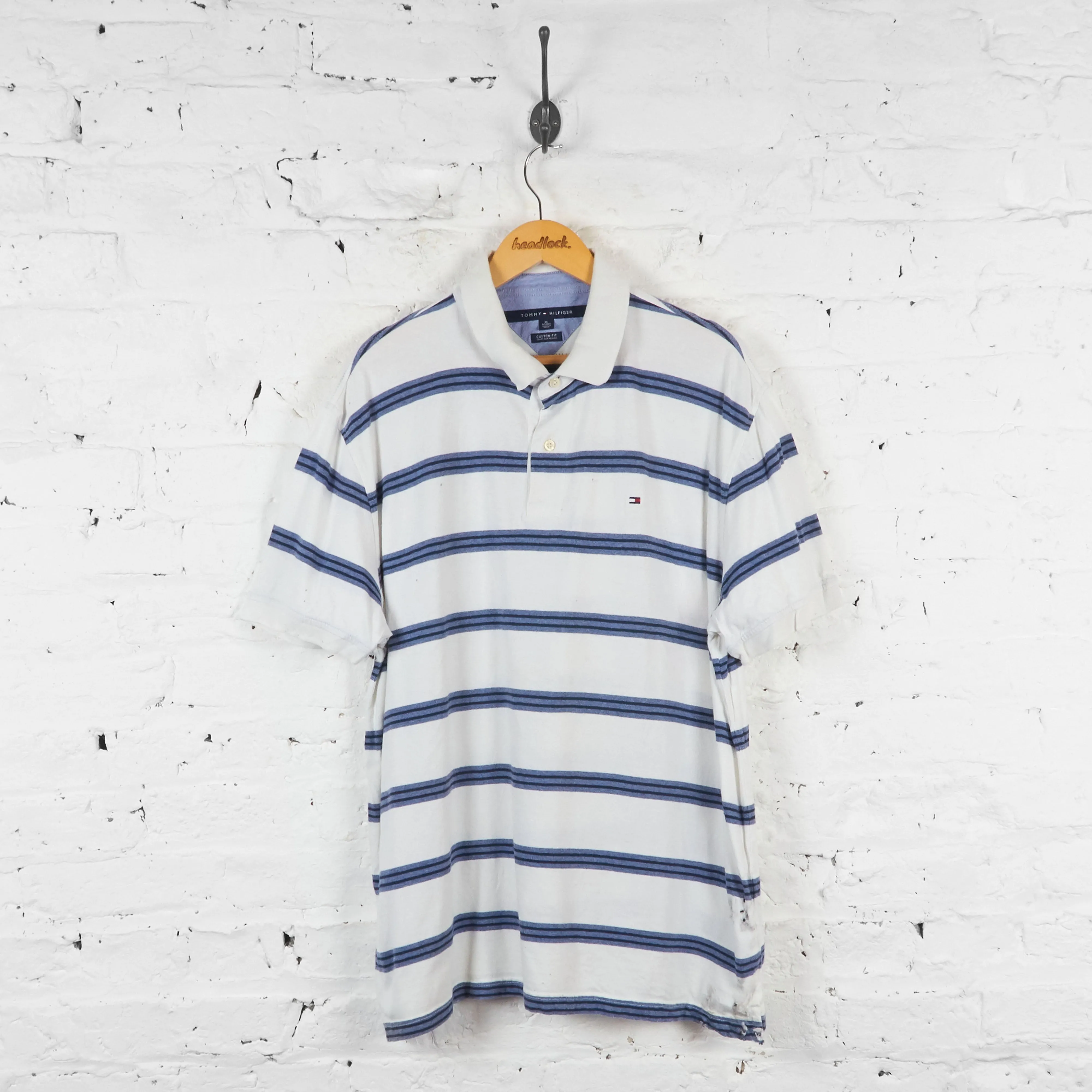 Vintage Tommy Hilfiger Polo Shirt - White/Blue - XL