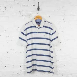 Vintage Tommy Hilfiger Polo Shirt - White/Blue - XL