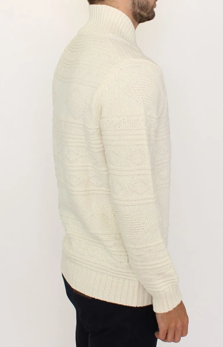 White knitted wool sweater