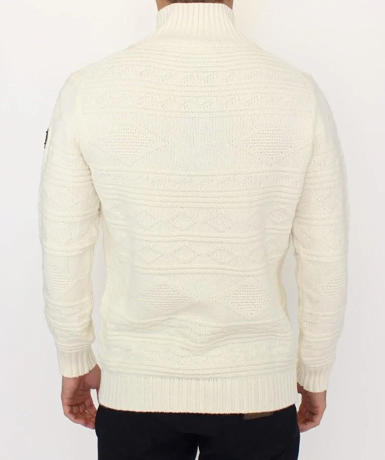 White knitted wool sweater