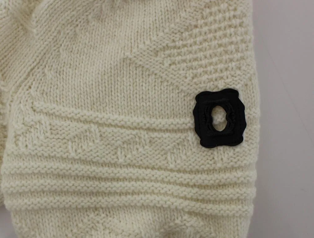 White knitted wool sweater