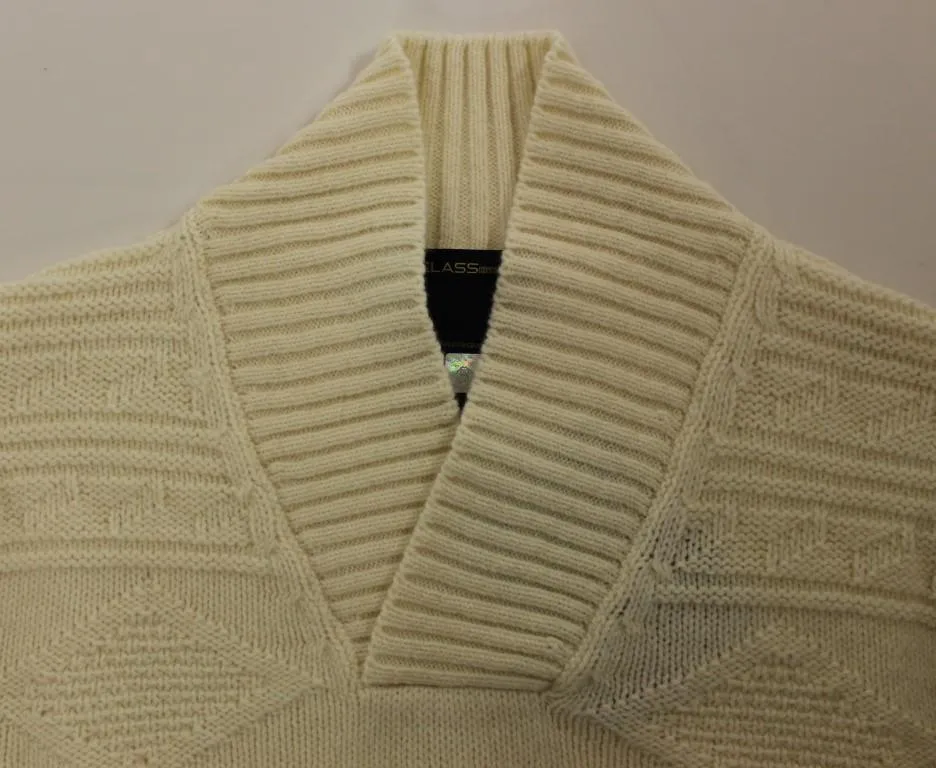 White knitted wool sweater