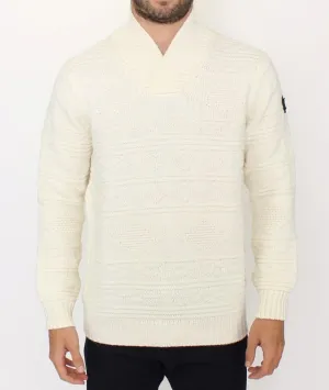 White knitted wool sweater