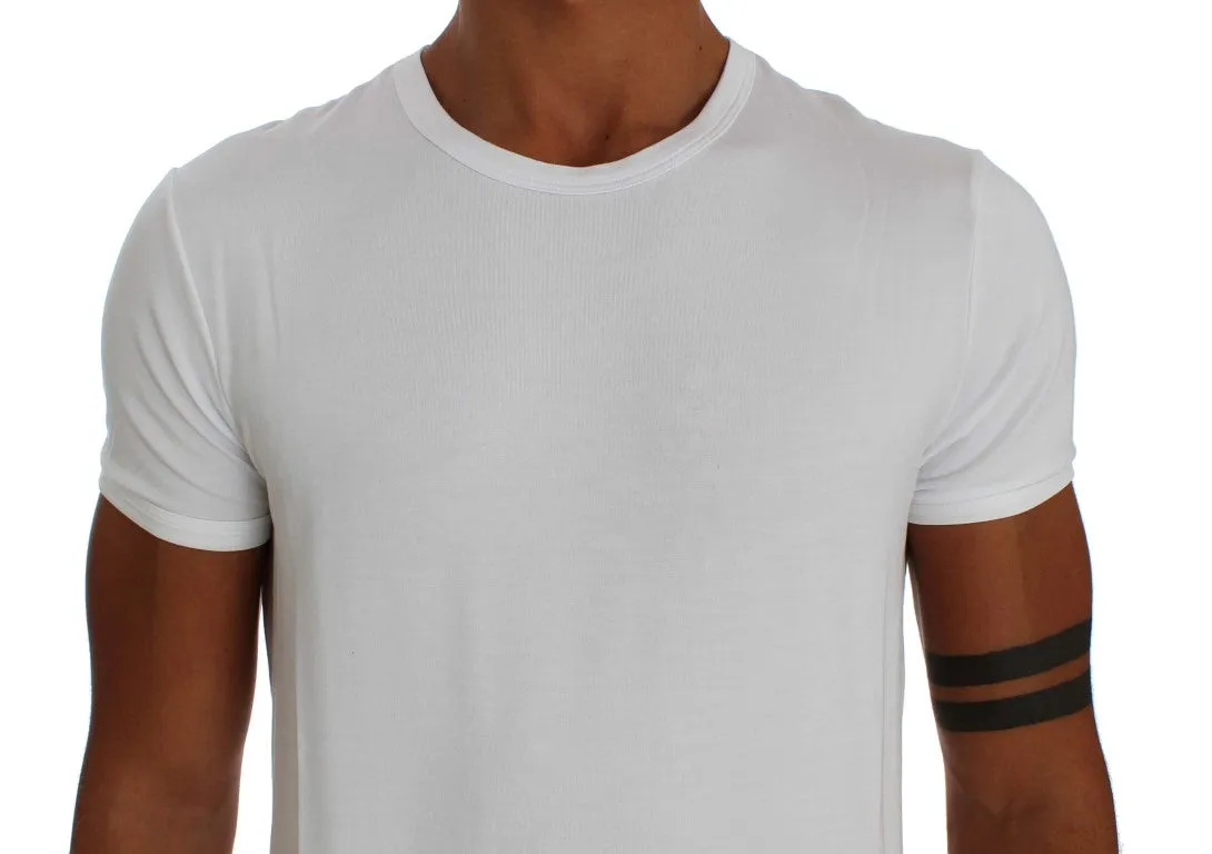 White Stretch Crew-neck T-shirt