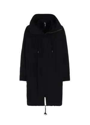 WIDE TWILL HIGH NECK HOODED MODS COAT
