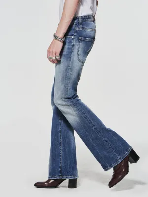 WILFRIED BELL BOTTOM JEANS IN DISTRESSED BLUE - Man